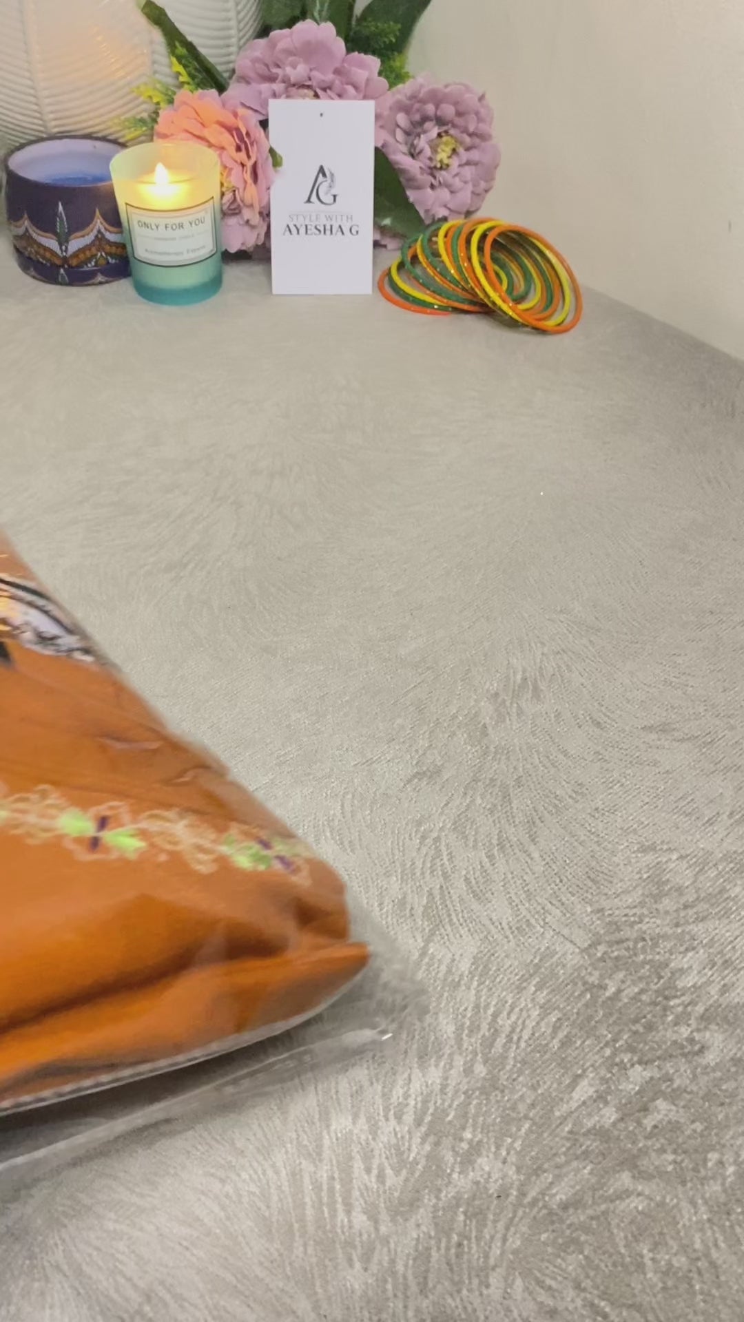 Orange Embroidered Kurta (Leather Peach Fabric)